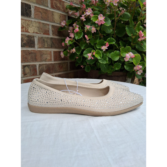 CL by Laundry Flats Size 10 Beige Rhinestone - Picture 2 of 8